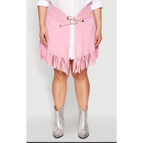 Western Style studded fringe over skirt - Picture 1 of 9
